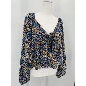 Patrons of Peace Floral Blouse - Blue and Yellow